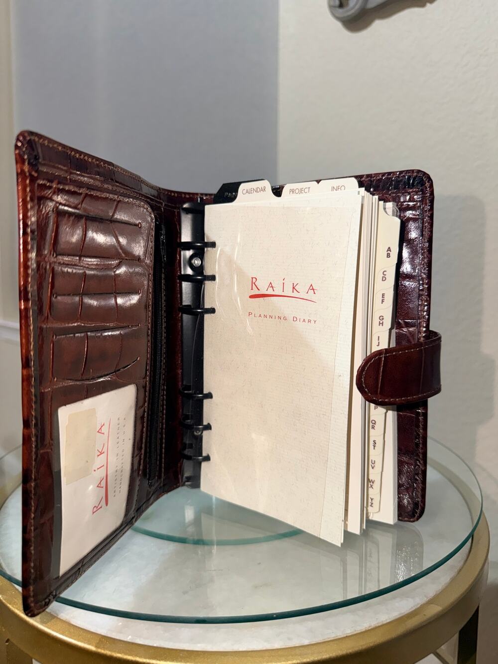 Vintage RAIKA Croc Leather Planner 1999-2001 NOS Millennium Organizer Boxed